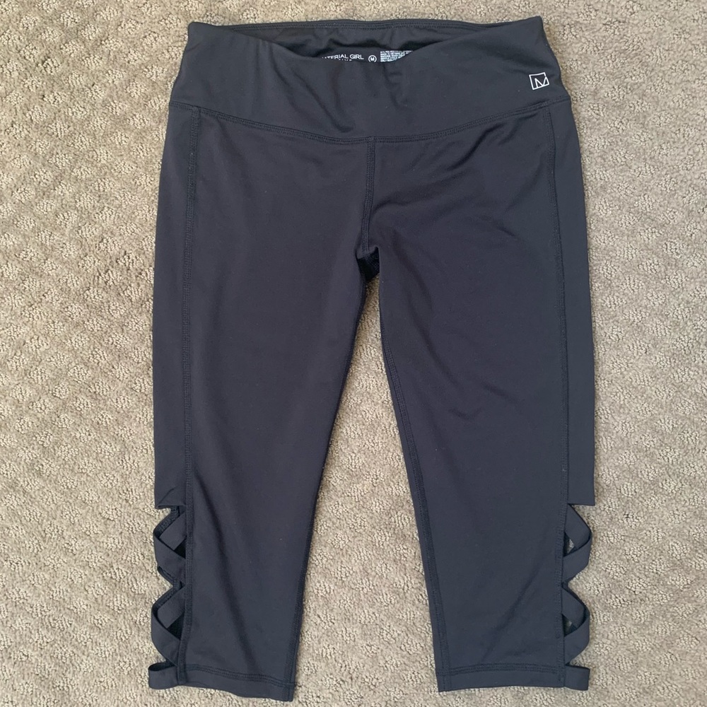Womens Black Cropped Workout Leggings Size M